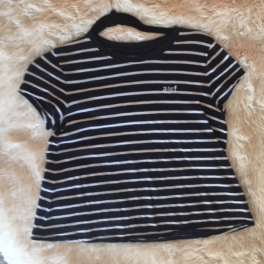 {Abercrombie kids} blue and white striped shirt